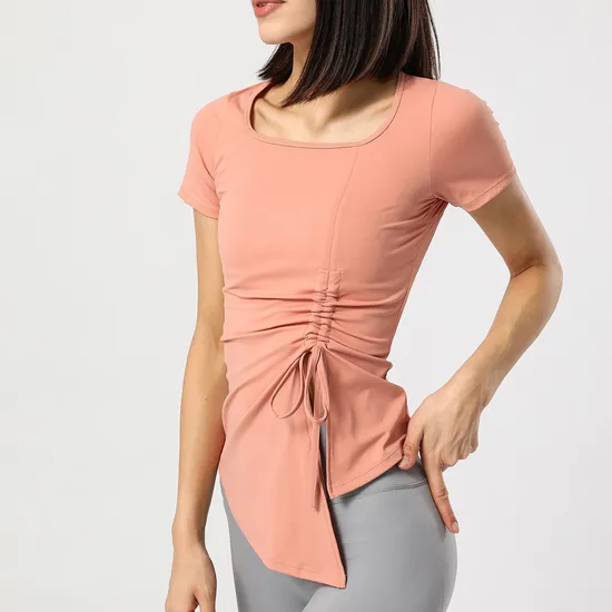 Ds156 Frauen Yoga Schwerelos Atmungsaktives Mesh Patchwork Lose Sport Fitness Kurzarm T