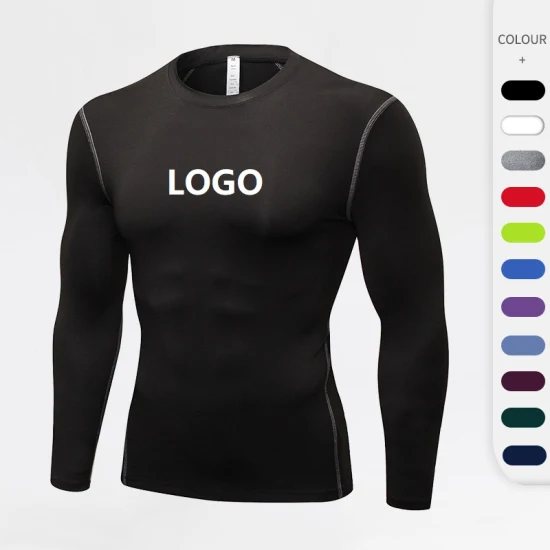 Großhandel mit Kompressionsshirt, individuelles Logo, Polyester, schmale Passform, kurzärmelige Fitnessbekleidung, Herren-Basisschicht-Oberteil, Fitnessstudio-Shirt für Herren