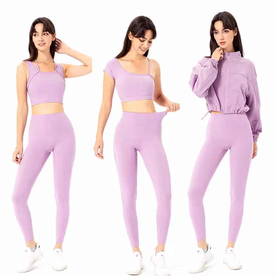 Hot Fashion2/3PCS Fitness-Kleidungsstück, superweiche Ropa-De-Yoga-Kleidung für Frauen, stilvoller Sport-BH + Workout-Leggings mit hoher Taille, Heimtraining, Fitnessstudio
